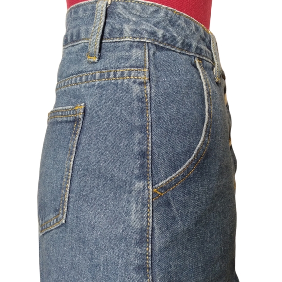 SHEIN Button Up Denim Jean Mini Skirt XS Extra Small - Picture 6 of 8